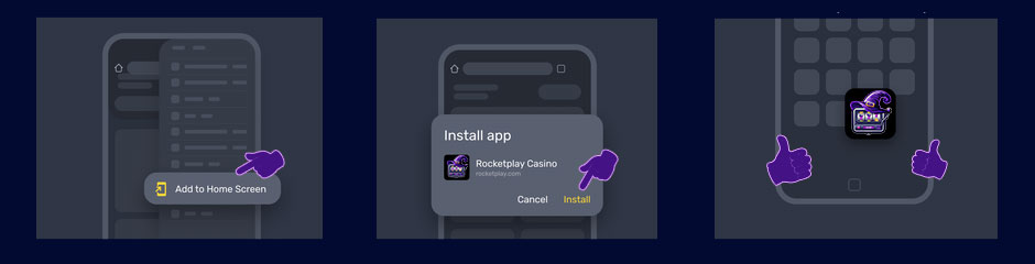 Adicionar o Wizardo Casino ao ecrã do telemóvel.